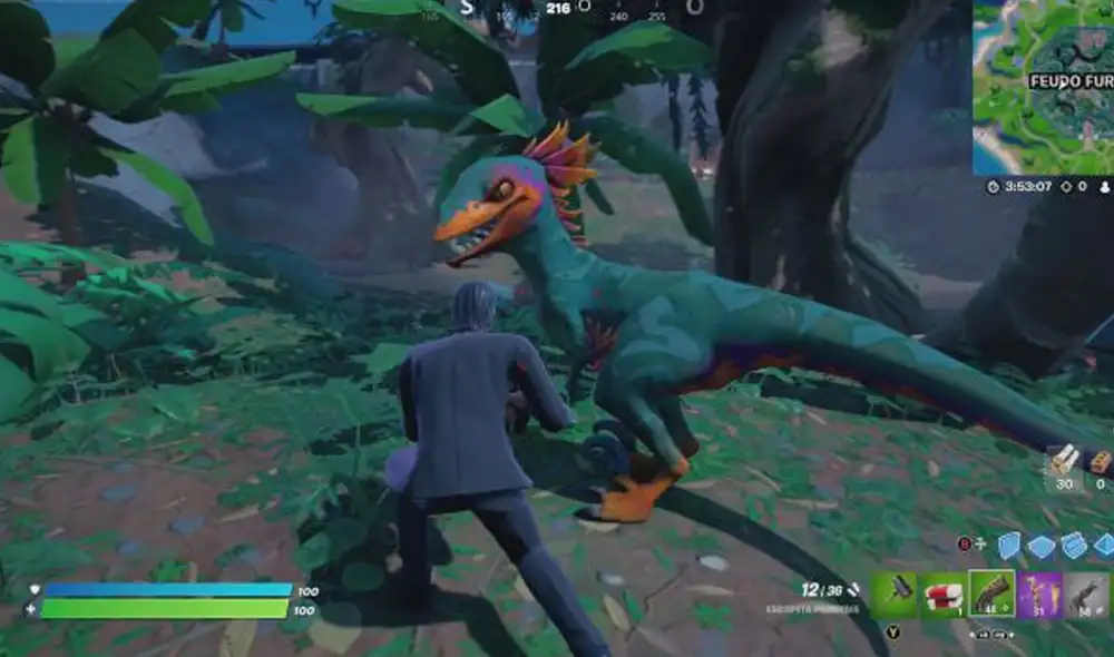Además de los velociraptors, los jugadores de Fortnite pueden domar lobos salvajes. Foto: captura de YouTube Además de los velociraptors, los jugadores de Fortnite pueden domar lobos salvajes. Foto: captura de YouTube