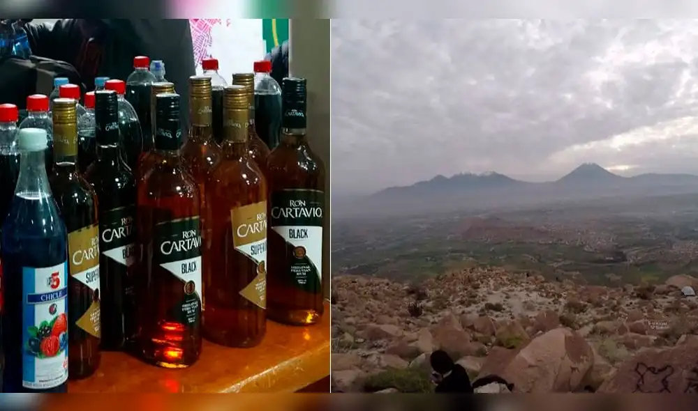 Los jóvenes pretendían vender el licor en este cerro donde suelen subir grupos de amigos en Jueves Santo. Foto: composición La República