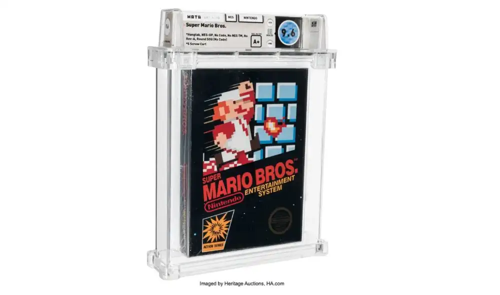 Una copia de Super Mario Bros sellada y original para la NES se vendió por cifra récord, y superó la marca anterior de 156.000 dólares. Foto: Heritage Auctions