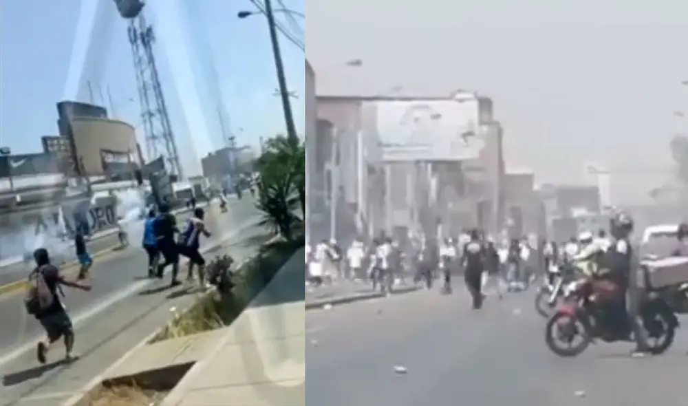 Sujetos superan en número a efectivos policiales. Foto: composición/Canal N/Twitter @cosaseriaperu