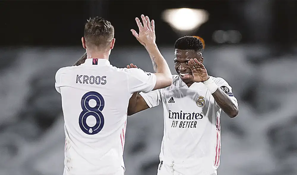 Vinicius marcó su primer doblete en la Champions League. Foto: difusión Vinicius marcó su primer doblete en la Champions League. Foto: difusión