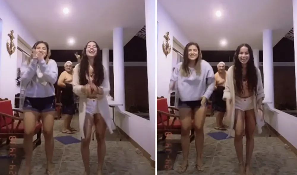 El padre de las jóvenes apareció en el momento menos pensado. Foto: captura de TikTok