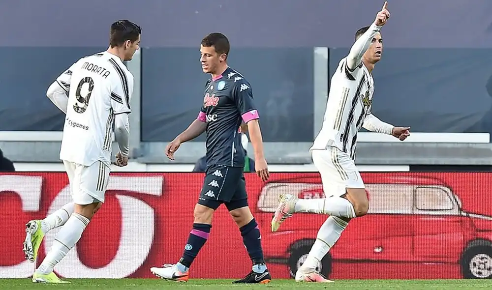 Cristiano Ronaldo celebra su gol con Juventus ante Napoli. Foto: EFE