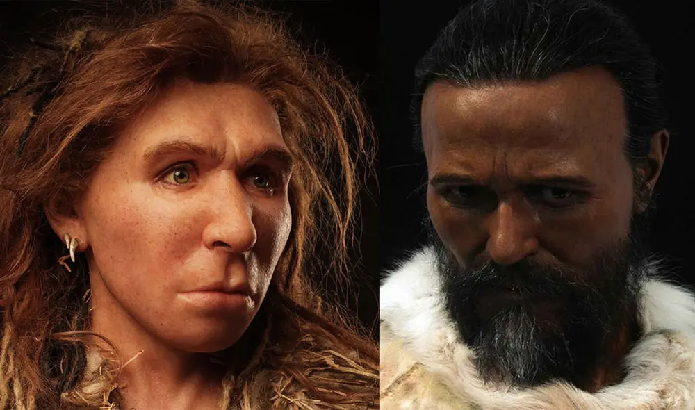 Izquierda: representación de una mujer neandertal. Derecha: un varón homo sapiens. Fotos: Atelier Daynès/ Royal Pavilion & Museums