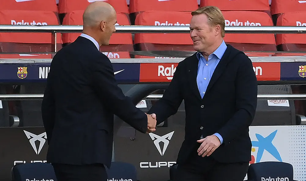 Este es el segundo clásico en el que Zidane y Koeman se enfrentarán como técnicos. Foto: AFP