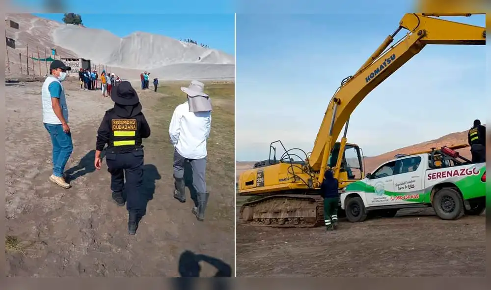 Pobladores y familiares continúan labores de rescate en la laguna. Foto: Municipalidad de Vitor