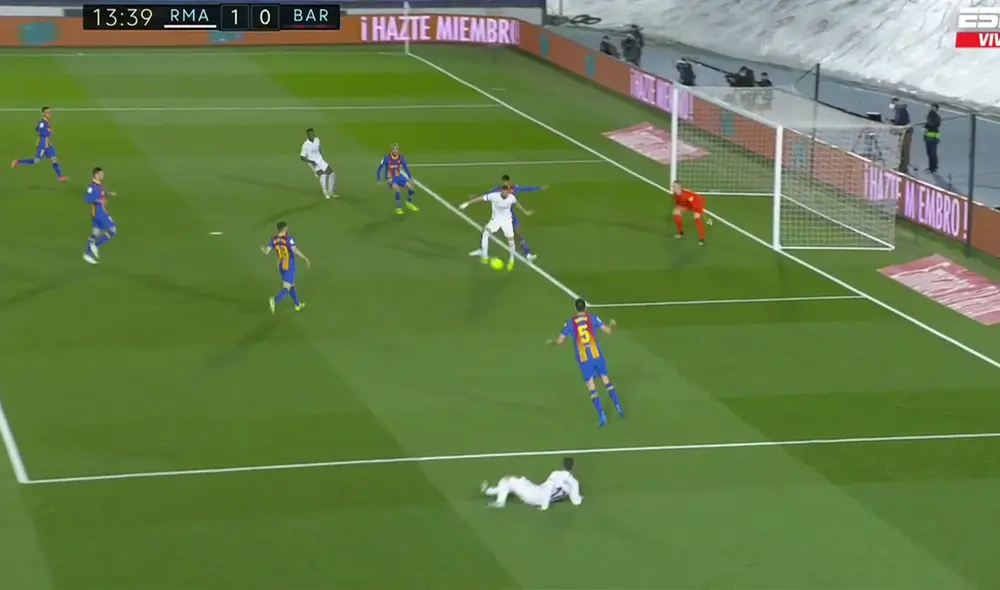 Karim Benzema abrió la cuenta en Valdebebas. Foto: captura de video/ESPN