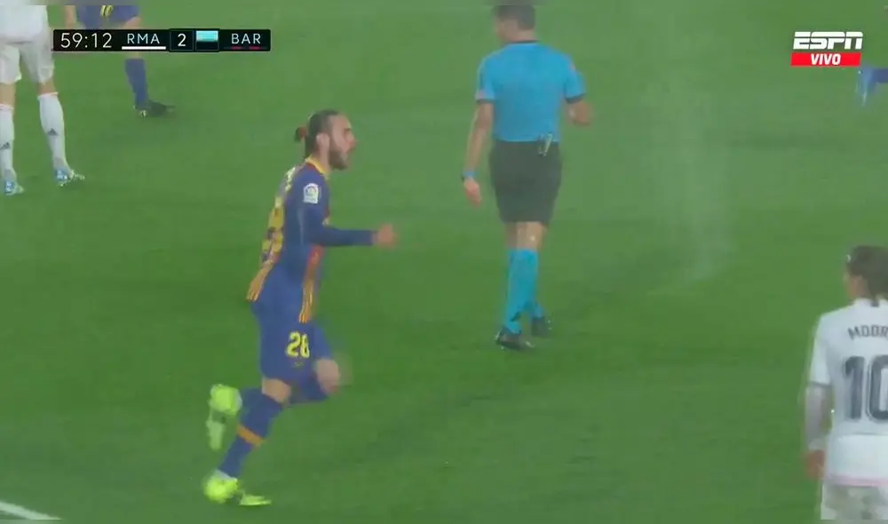 Mingueza anotó su primer gol en clásicos. Foto: ESPN Mingueza anotó su primer gol en clásicos. Foto: ESPN