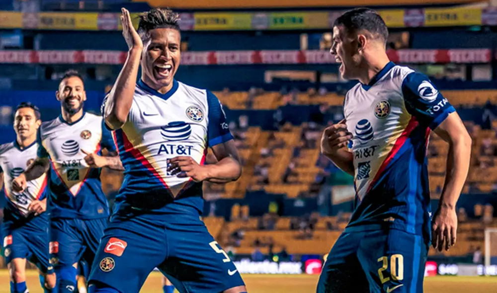 Pedro Aquino festejando junto a sus compañeros en la victoria del América ante Tigres por la Liga MX. Foto: América/Twitter Pedro Aquino festejando junto a sus compañeros en la victoria del América ante Tigres por la Liga MX. Foto: América/Twitter