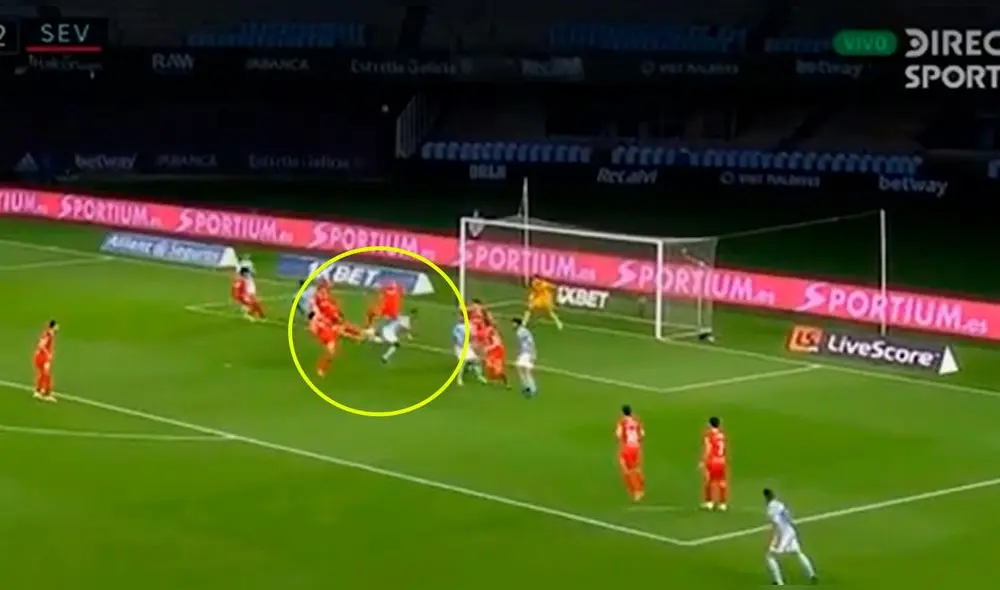 Renato Tapia casi marca su primer gol en LaLiga. Foto: DirecTV Sports