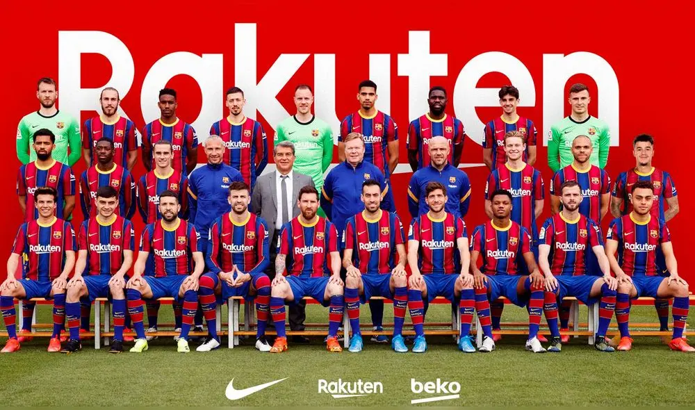 El plantel principal del club azulgrana de la temporada 2020/21. Foto: FC Barcelona