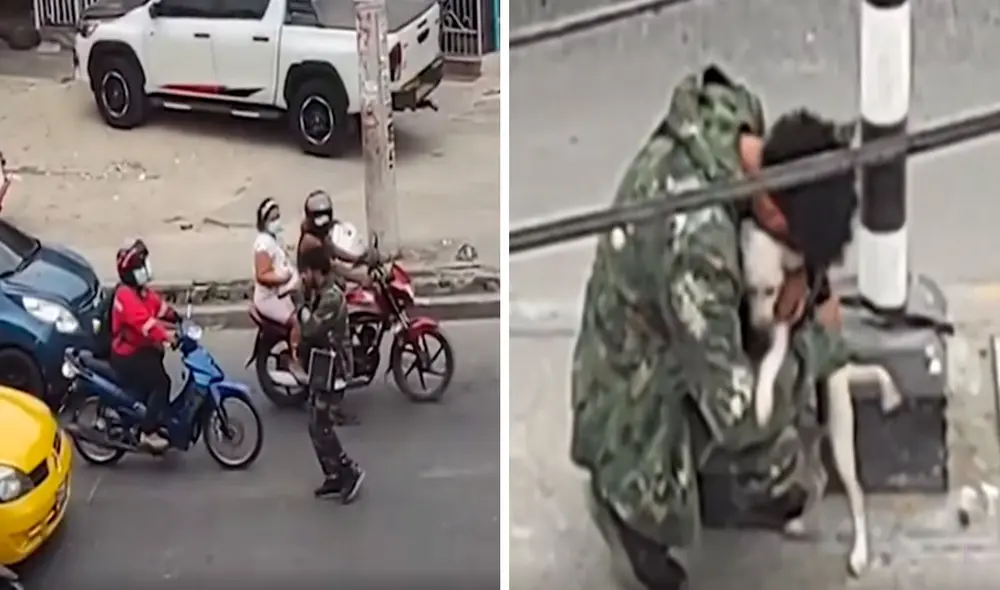 Un cantante sale a las calles para ganarse la vida y algunas veces suele obtener el rechazo de las personas, pero su perrita siempre está a su lado para animarlo. Foto: captura de YouTube Un cantante sale a las calles para ganarse la vida y algunas veces suele obtener el rechazo de las personas, pero su perrita siempre está a su lado para animarlo. Foto: captura de YouTube