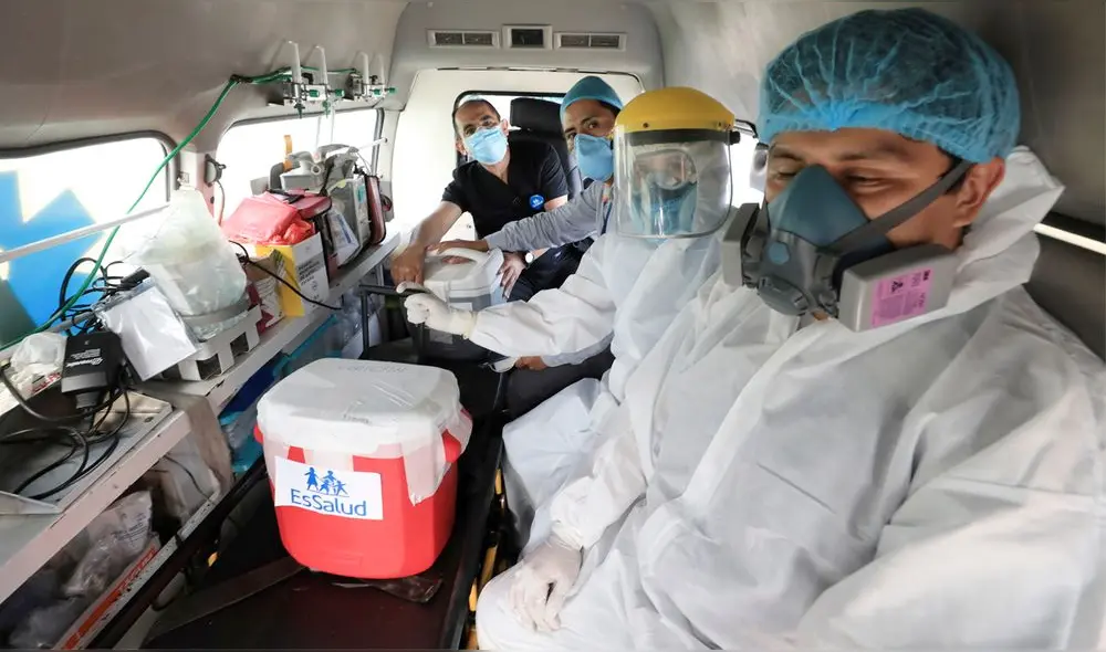 Órganos llegaron al Helipuerto de EsSalud y fueron trasladados al Hospital Nacional Guillermo Almenara. Fotos: cortesía EsSalud