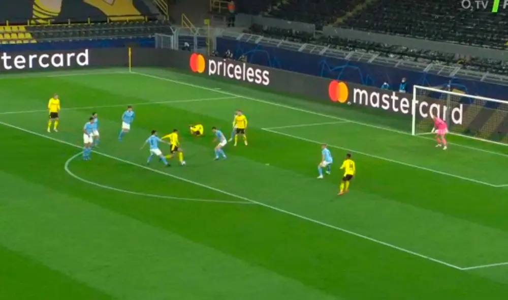 Bellingham abrió el marcador para el Dortmund ante el City por la vuelta de cuartos de Champions League. Foto: captura Flashcore
