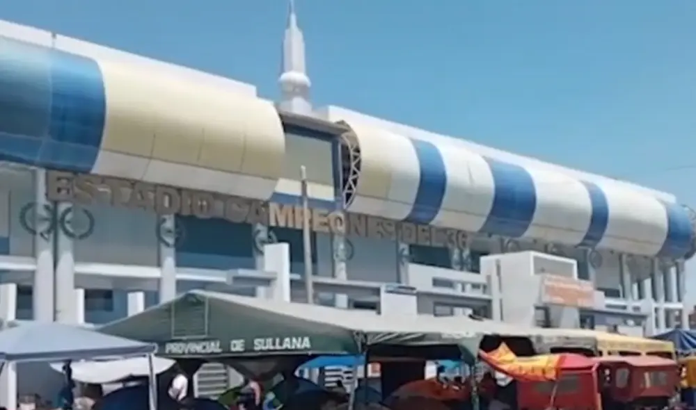 El hospital instalado en el estadio de Sullana carece de oxígeno. Foto: captura América TV