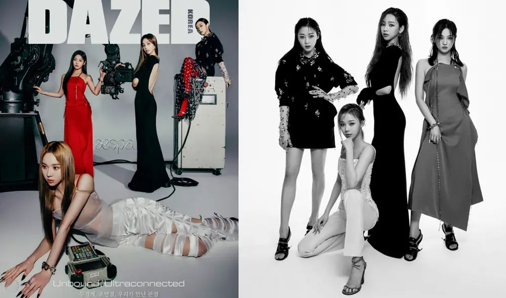 aespa en sesión de fotos para Dazed Korea. Foto: comoposición LR / Dazed