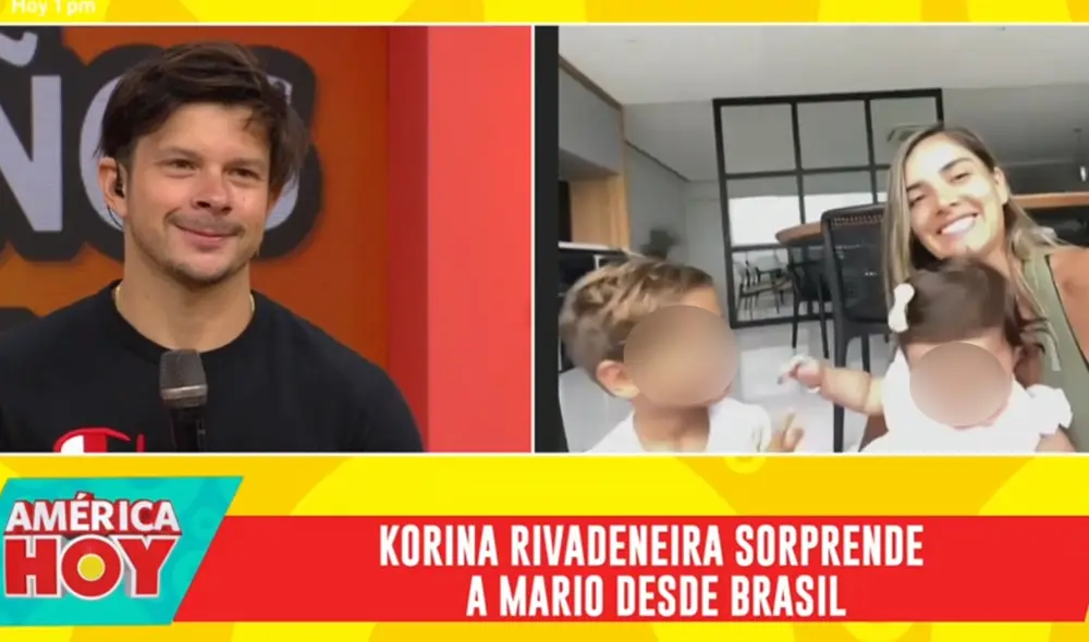 Korina Rivadeneira y Mario Hart viven emotivo reencuentro en América hoy. Foto: captura de América TV