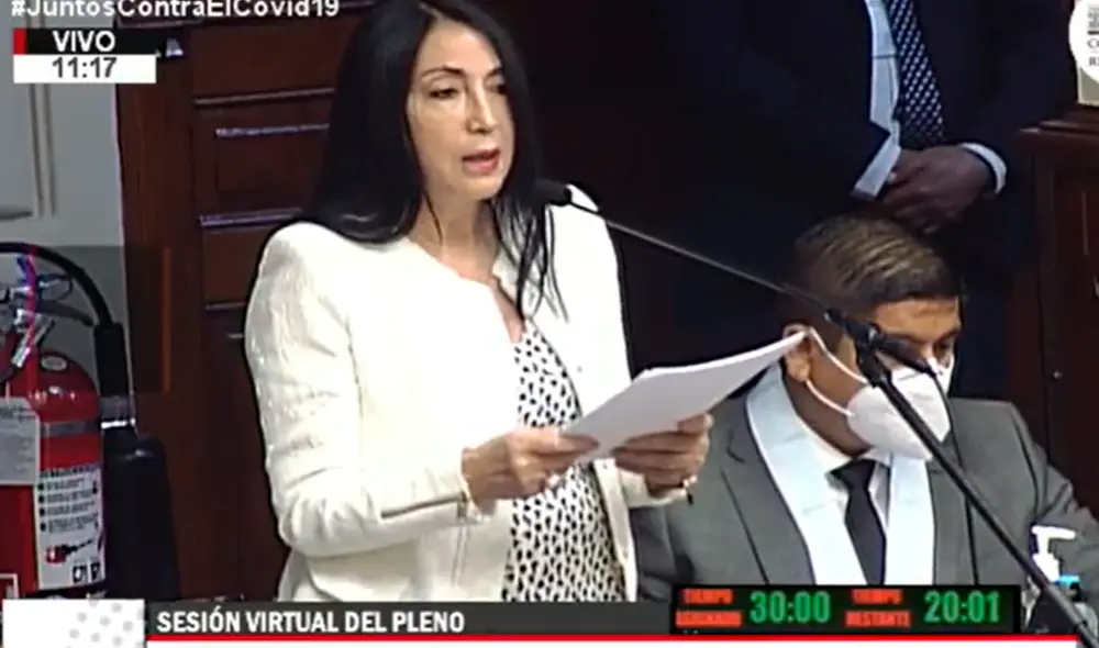 La exministra reiteró que Sagasti, Bermúdez y Mazzetti tenían conocimiento de su vacunación. Foto: captura/Congreso La exministra reiteró que Sagasti, Bermúdez y Mazzetti tenían conocimiento de su vacunación. Foto: captura/Congreso