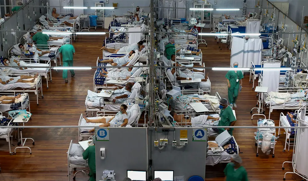 Pacientes con COVID-19 en un hospital de Sao Paulo, Brasil. Foto: AFP