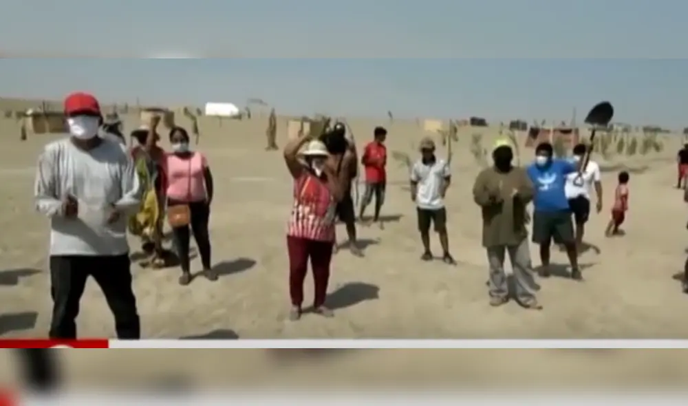 Personas se instalaron con colchones y cocinas en Pampas de Ocas. Foto: América TV/ captura