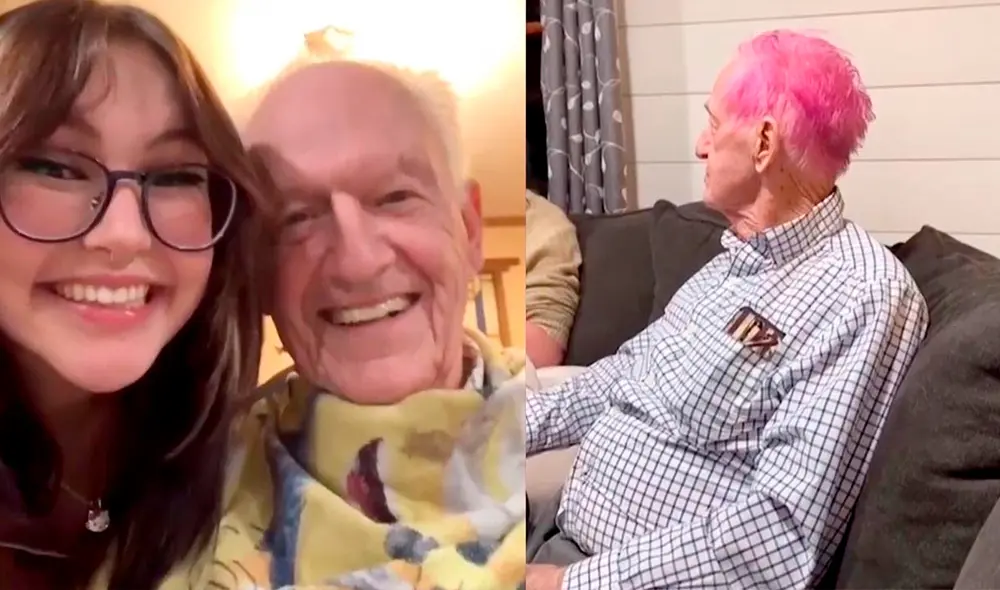 Su nieta fue la elegida para teñirle el cabello. Foto: captura de Youtube