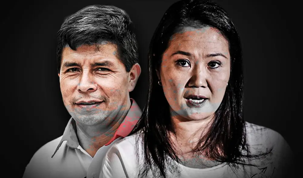 Pedro Castillo obtuvo el primer lugar con 19,058% y Keiko Fujimori el segundo con 13,366%, según el conteo de ONPE. Foto: composición de Fabrizio Oviedo/La República