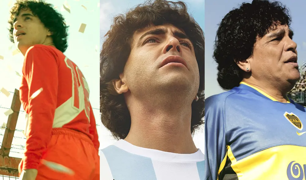 Nazareno Casero, Nicolás Goldschmidt y Juan Palomino. Foto: composición / Twitter Maradona: Sueño Bendito