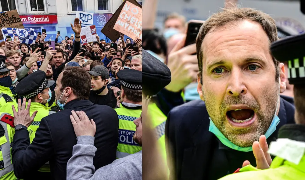Petr Cech pidió a los hinchas que dejen entrar al bus del Chelsea. Foto: ESPN Petr Cech pidió a los hinchas que dejen entrar al bus del Chelsea. Foto: ESPN
