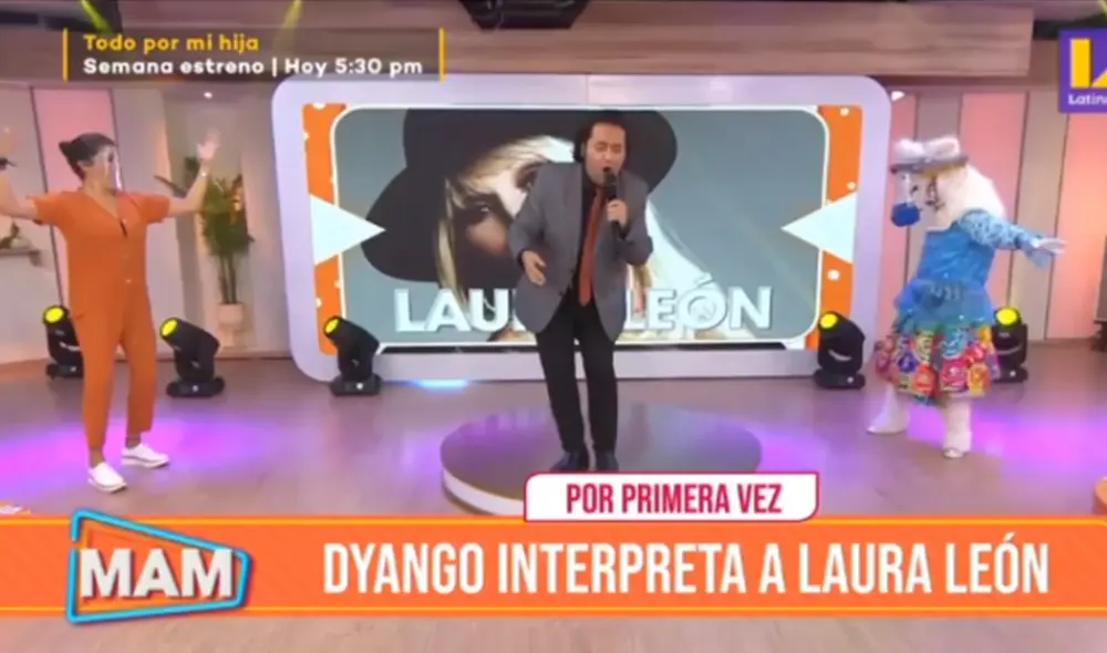 Jairo Tafur 'Dyango' imita a diferentes artistas en el set de Mujeres al mando. Foto: captura de Latina Jairo Tafur 'Dyango' imita a diferentes artistas en el set de Mujeres al mando. Foto: captura de Latina