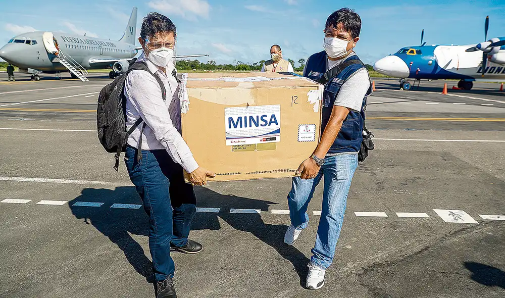 Las primeras. Ucayali recibió 21.900 dosis de AstraZeneca. Con ellas inmunizará a sus 6.500 adultos mayores de 80 años. Foto: difusión
