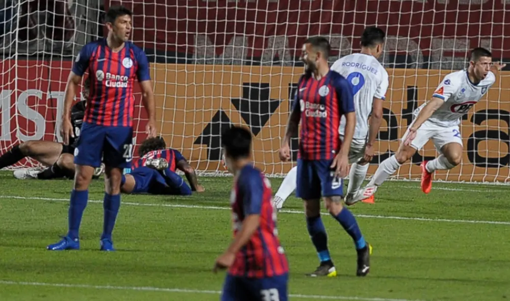 Cris Martínez celebra su gol en el Nuevo Gasómetro de San Lorenzo. Foto: ESPN Cris Martínez celebra su gol en el Nuevo Gasómetro de San Lorenzo. Foto: ESPN