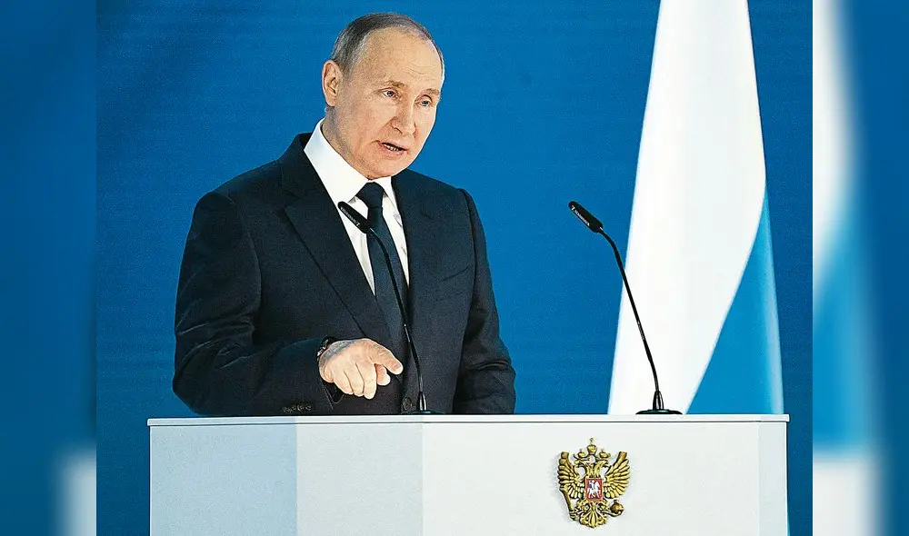 Reflejos. El gran discurso anual del líder del Kremlin. Foto: AFP