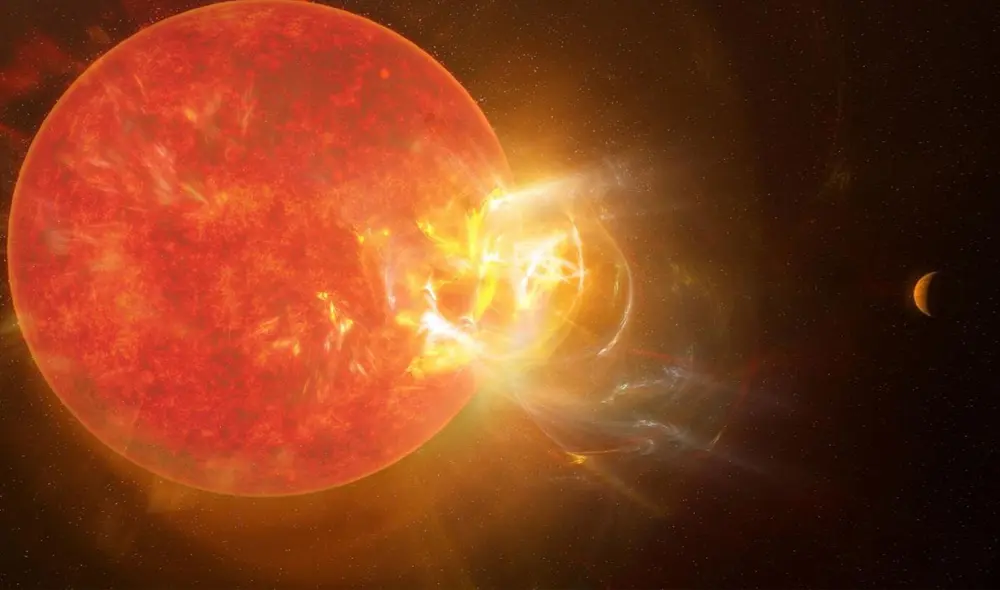 Representación del potente destello de Próxima Centauri, la estrella más cercana al Sol. Imagen: NRAO