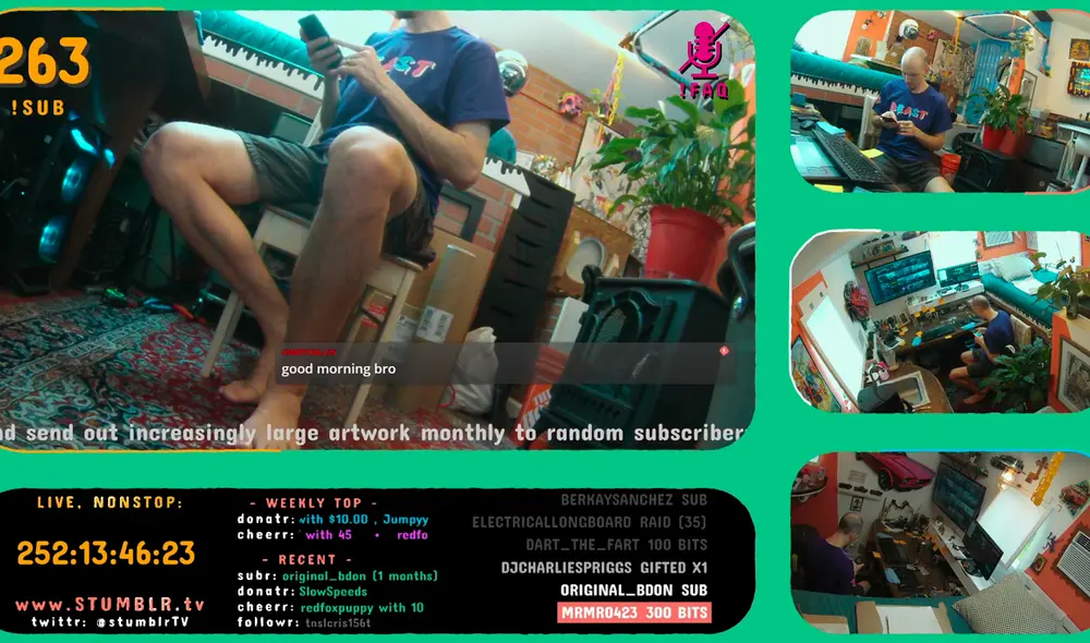 El streamer propuso quedarse hasta 10 años en su habitación si logra recaudar 10 millones de dólares. Foto: captura Twitch