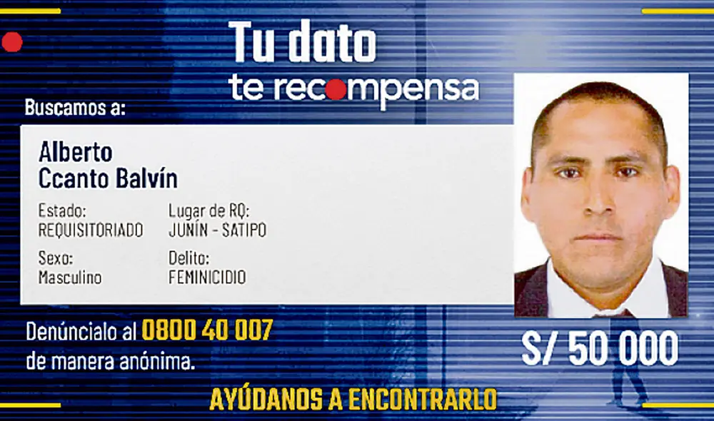 Se busca. Alberto Ccanto Balvín es buscados por 2 crímenes. Foto: Mininter Se busca. Alberto Ccanto Balvín es buscados por 2 crímenes. Foto: Mininter