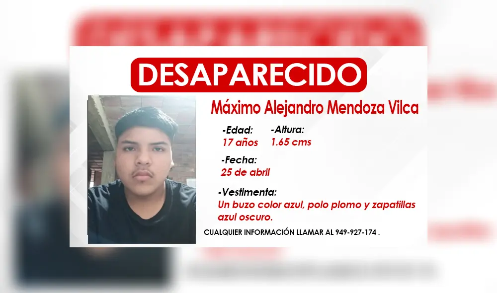 Familia pide apoyo para dar con el paradero del menor.