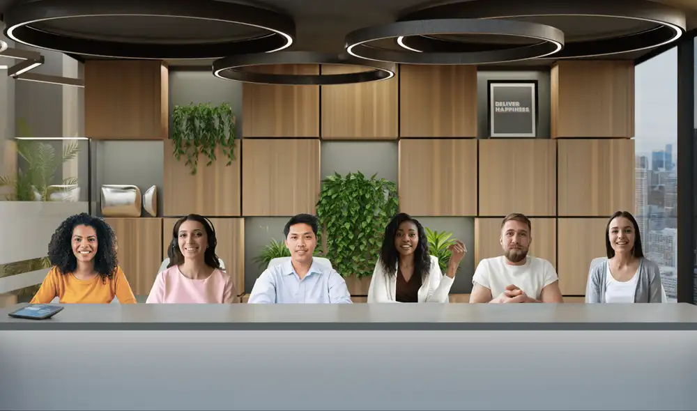 Los fondos virtuales inmersivos pueden albergar hasta 25 personas. Foto: Zoom