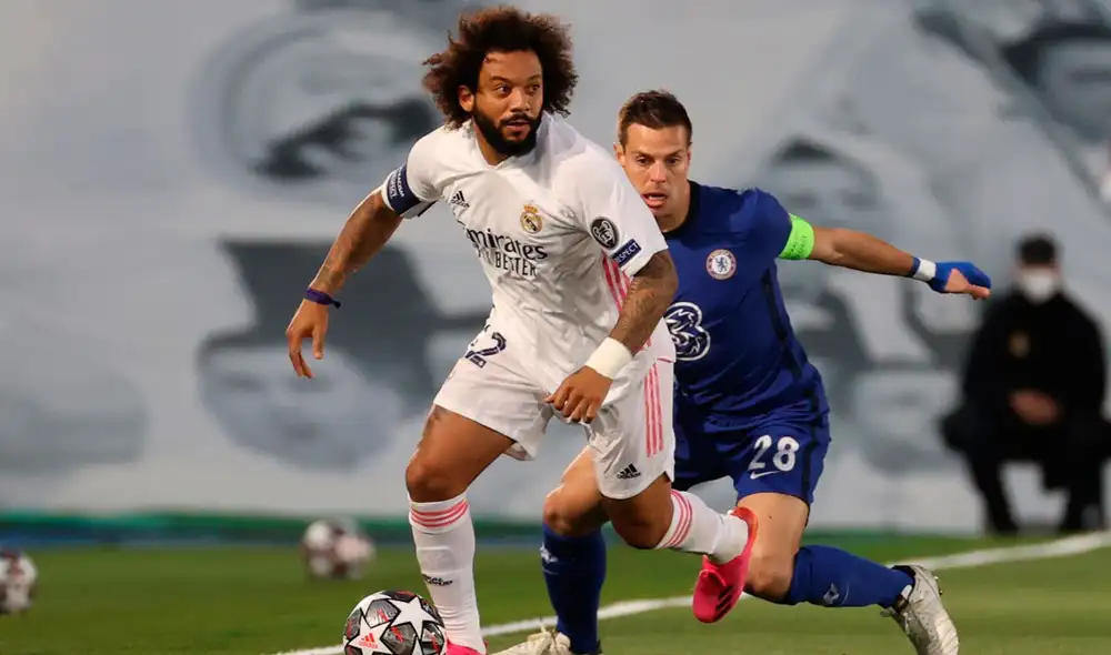 Marcelo fue capitán del Real Madrid en el primer partido contra el Chelsea por la Champions League 2020-21. Foto: EFE Marcelo fue capitán del Real Madrid en el primer partido contra el Chelsea por la Champions League 2020-21. Foto: EFE