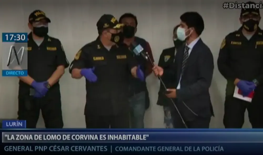 Comandante General de la Policía Nacional del Perú, el general César Cervantes, afirmó que Lomo de Corvina es una zona de alto riesgo. Foto: captura Canal N