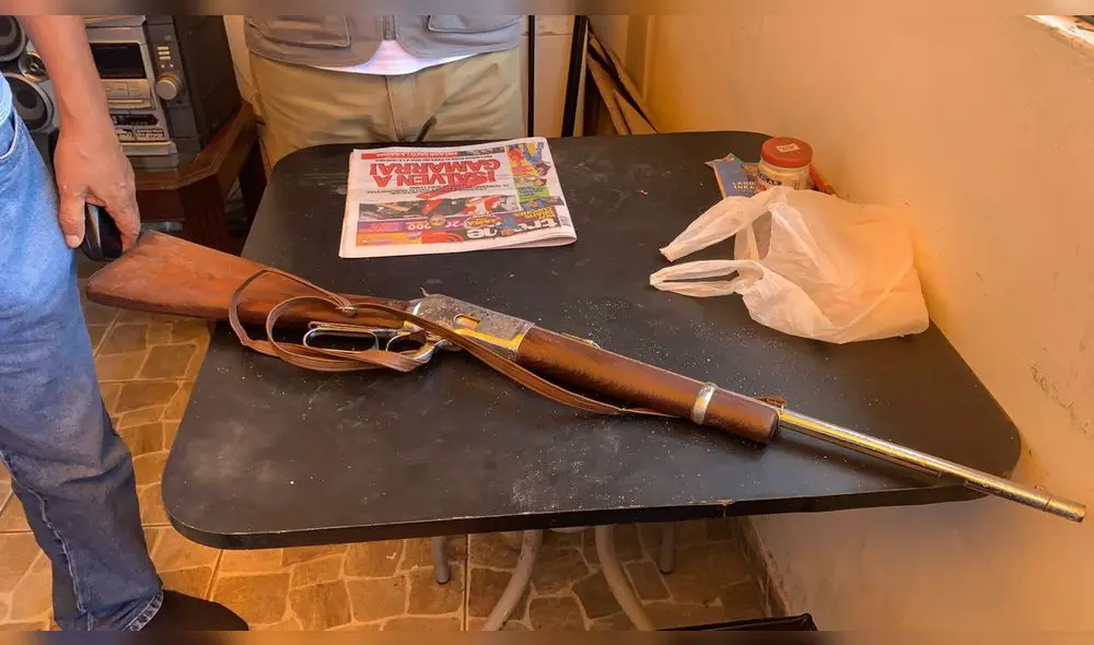 El arma en mención se trataba de una carabina marca Winchester, calibre 12, con número de serie 546172. Foto: Ministerio del Interior El arma en mención se trataba de una carabina marca Winchester, calibre 12, con número de serie 546172. Foto: Ministerio del Interior