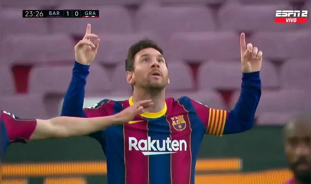 Lionel Messi abrió el marcador en el Camp Nou. Foto: ESPN 2