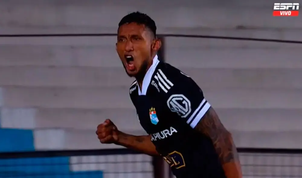 Christofer Gonzáles marcó el 1-1 en el Sporting Cristal vs Racing. Foto: captura de ESPN