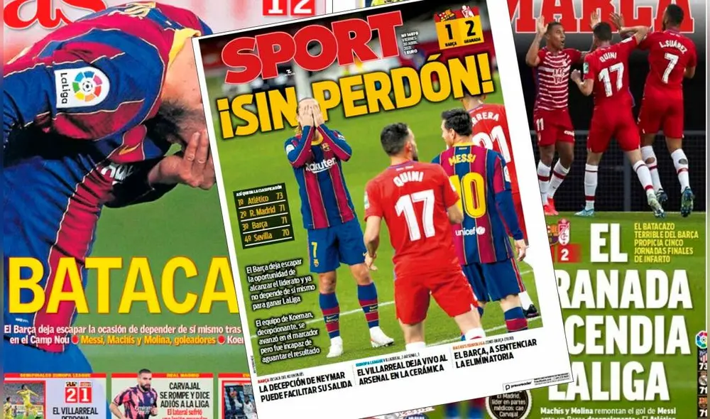 Así informaron los principales medios de España la derrota del Barcelona. Foto: Marca/As/Sport Así informaron los principales medios de España la derrota del Barcelona. Foto: Marca/As/Sport