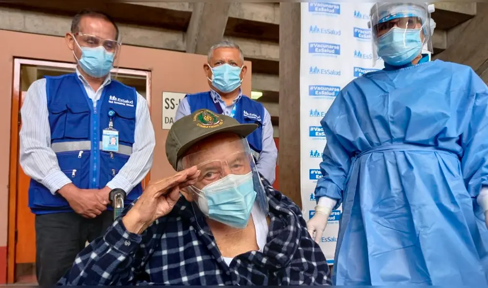 Don Santos se mostró feliz por ser inoculado. Foto: difusión