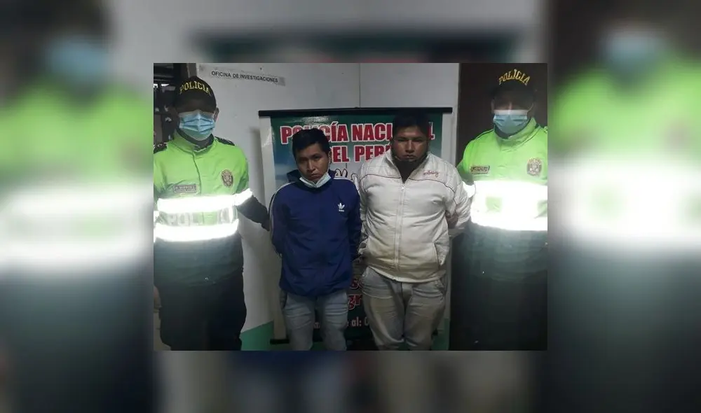 Los detenidos cayeron en el frontis de la comisaría de la localidad de Shorey. Foto: PNP Los detenidos cayeron en el frontis de la comisaría de la localidad de Shorey. Foto: PNP