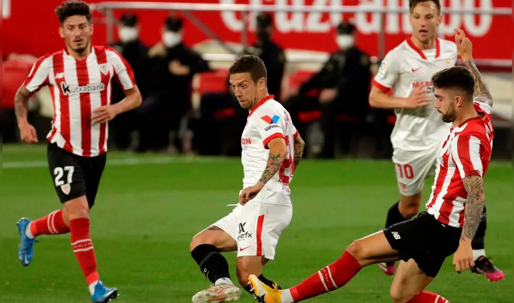 Sevilla y Athletic Bilbao chocan por la fecha 34 de LaLiga Santander. Foto: EFE