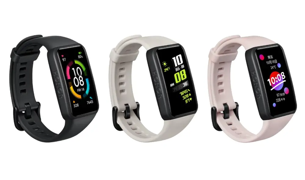 La pulsera inteligente de Honor está disponible en tres colores. Foto: Honor