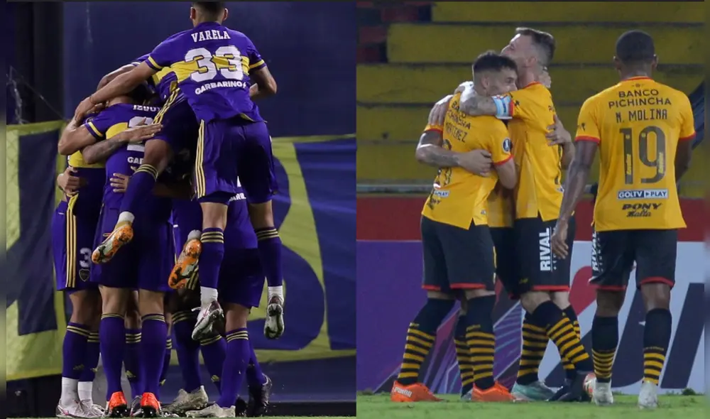 Barcelona Sc intentará acabar con la racha de victorias del Boca Juniors en esta tercera fecha de la Copa Libertadores. Foto: composición EFE Barcelona Sc intentará acabar con la racha de victorias del Boca Juniors en esta tercera fecha de la Copa Libertadores. Foto: composición EFE