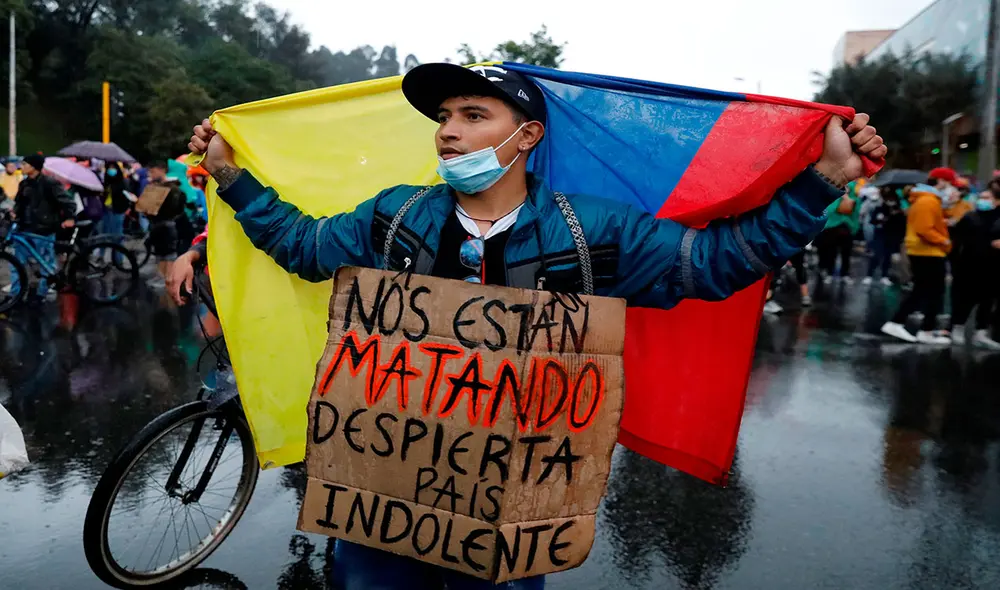 En Colombia mantienen una serie de demandas, entre ellas que culmine la represión policial. Foto: EFE En Colombia mantienen una serie de demandas, entre ellas que culmine la represión policial. Foto: EFE