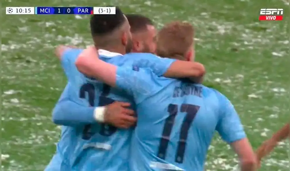 Riyad Mahrez anotó su segundo gol en la serie ante PSG. Foto: ESPN Riyad Mahrez anotó su segundo gol en la serie ante PSG. Foto: ESPN